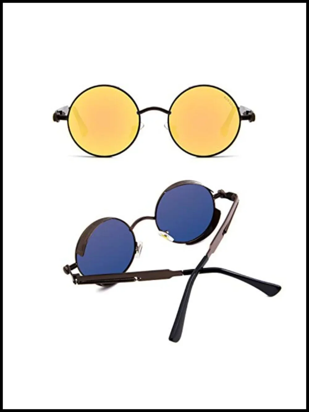 Steampunk Round Polarized Sunglasses UV400 Protection Men Women Metal Frame